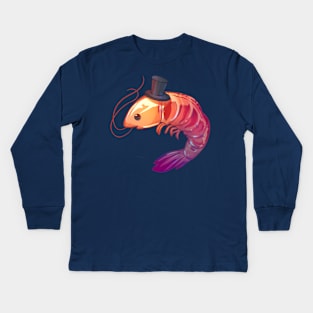 Top Hat Shrimp Kids Long Sleeve T-Shirt